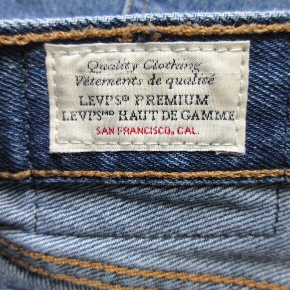 Levi's Premium Women 32 Wedgie Straight Jeans Distressed Raw Hem Button Fly 646 - Picture 4 of 14